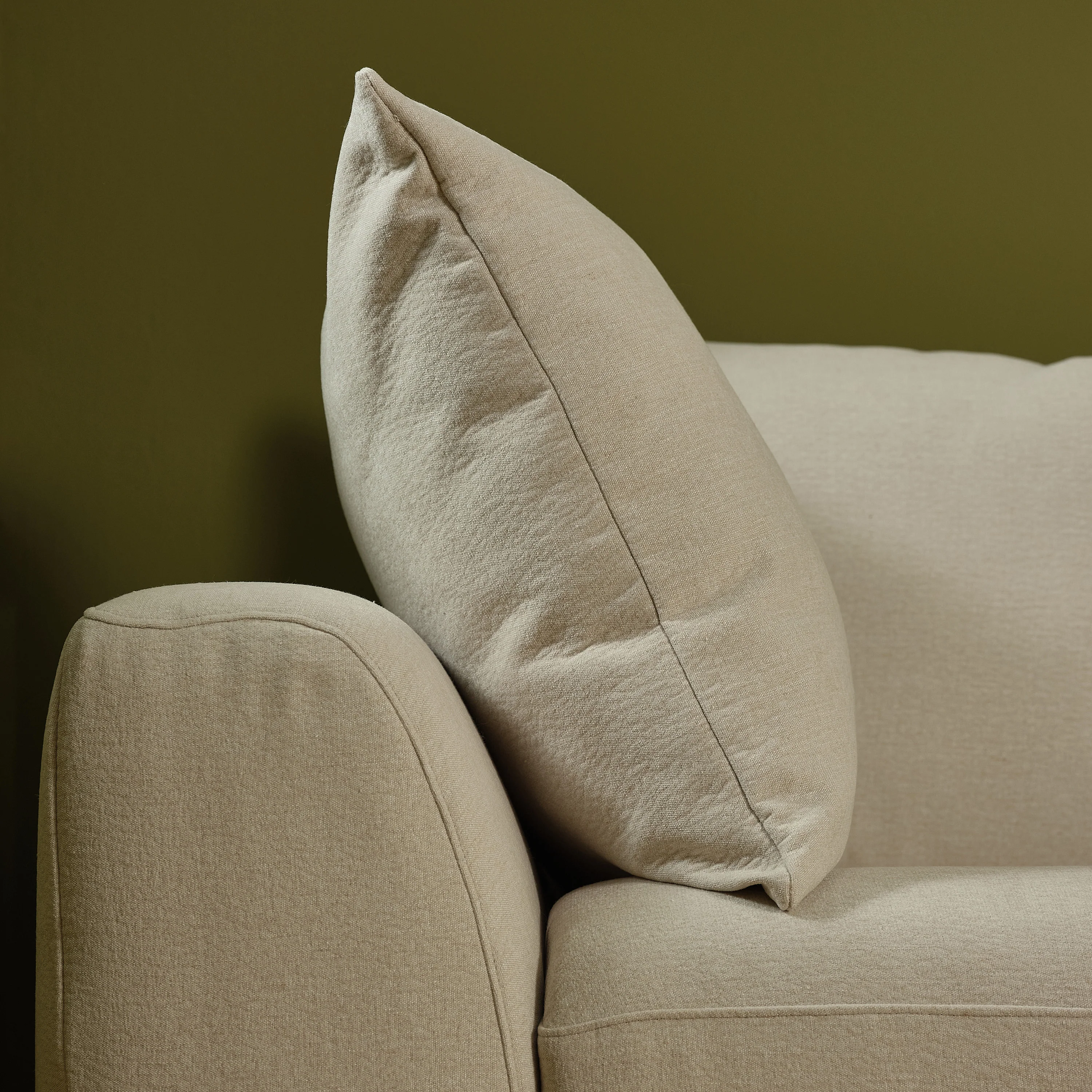 Gerades 3-Sitzer-Sofa mit Liegefunktion aus ecrufarbenem Stoff in Leinenoptik - Image 7