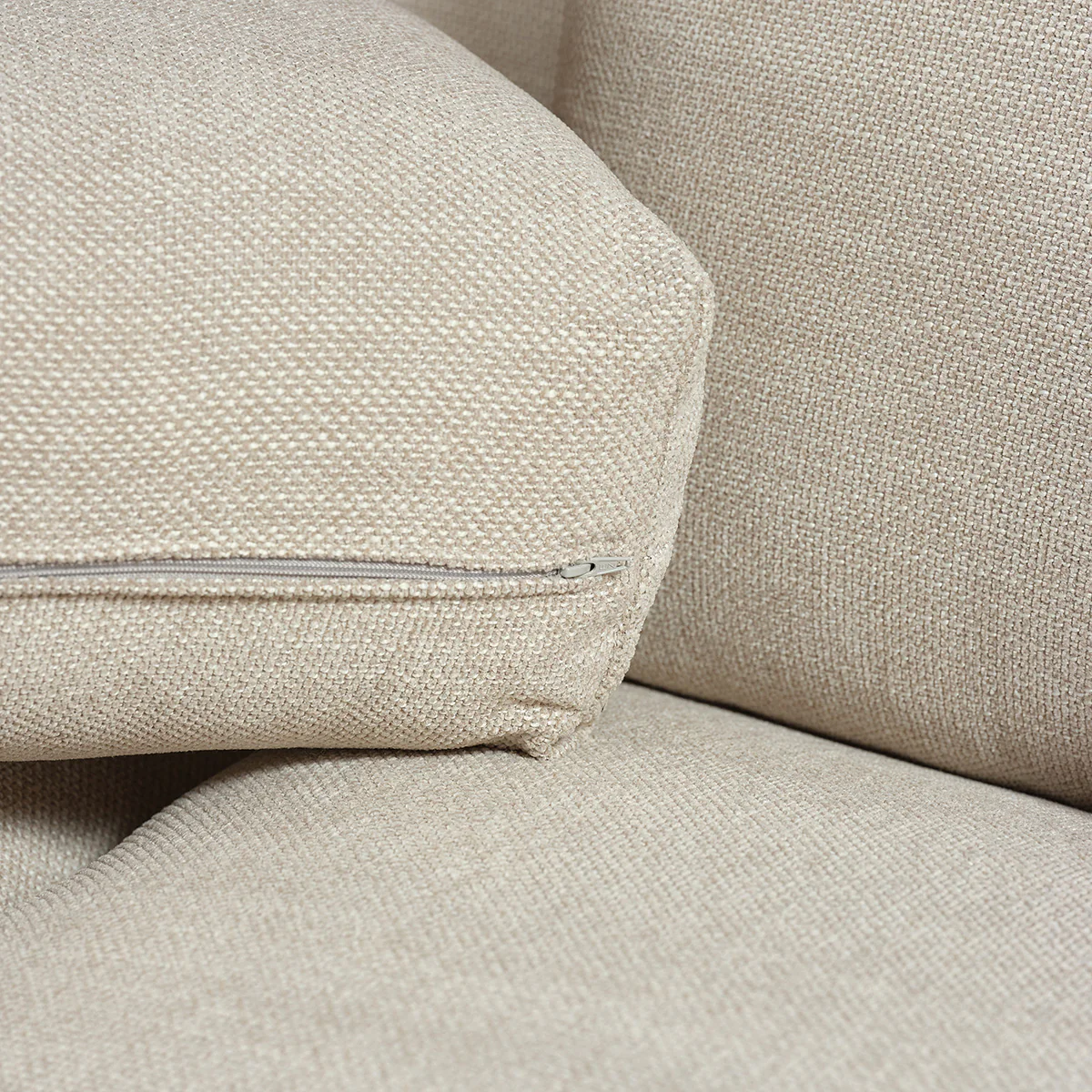 Gerades 3-Sitzer-Sofa aus beigem meliertem Strukturstoff - Image 5