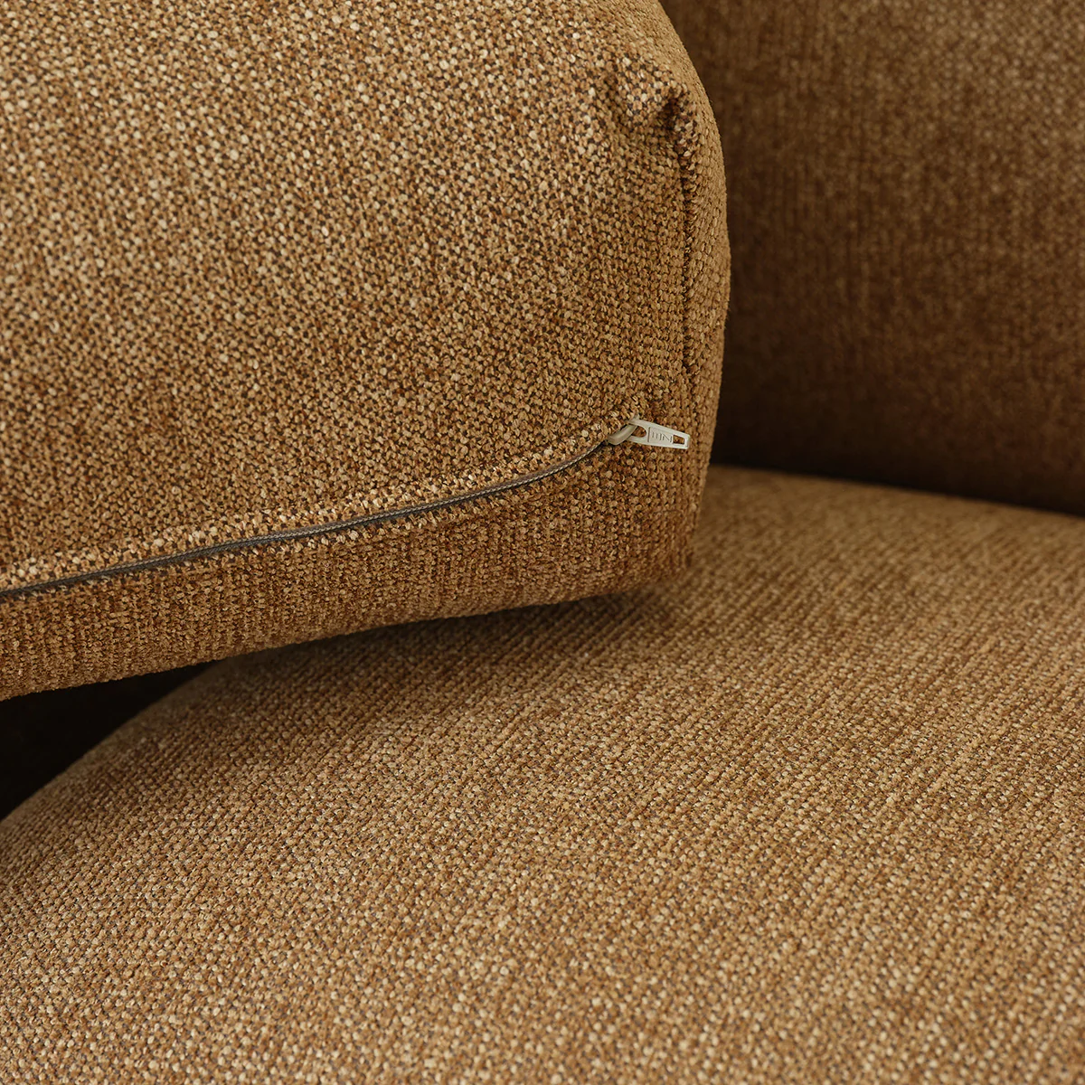 Gerades 3-Sitzer-Sofa aus hellbraunem meliertem Strukturstoff - Image 6