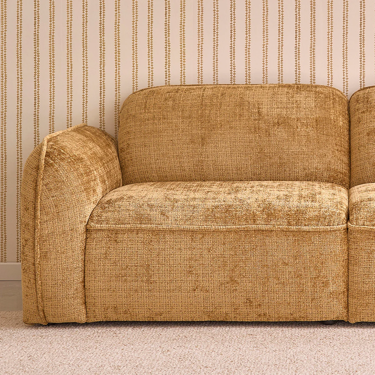 Gerades 3-Sitzer-Sofa aus strukturiertem Samt in der Farbe ocker - Image 8