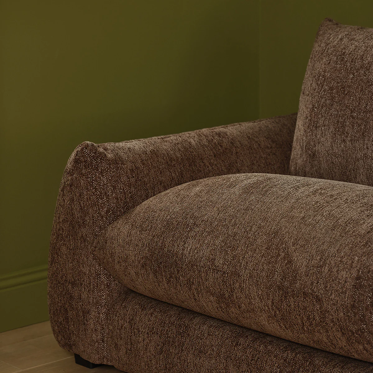 Gerades 3-Sitzer-Sofa aus meliertem, schokoladenbraunem Chenille - Image 6