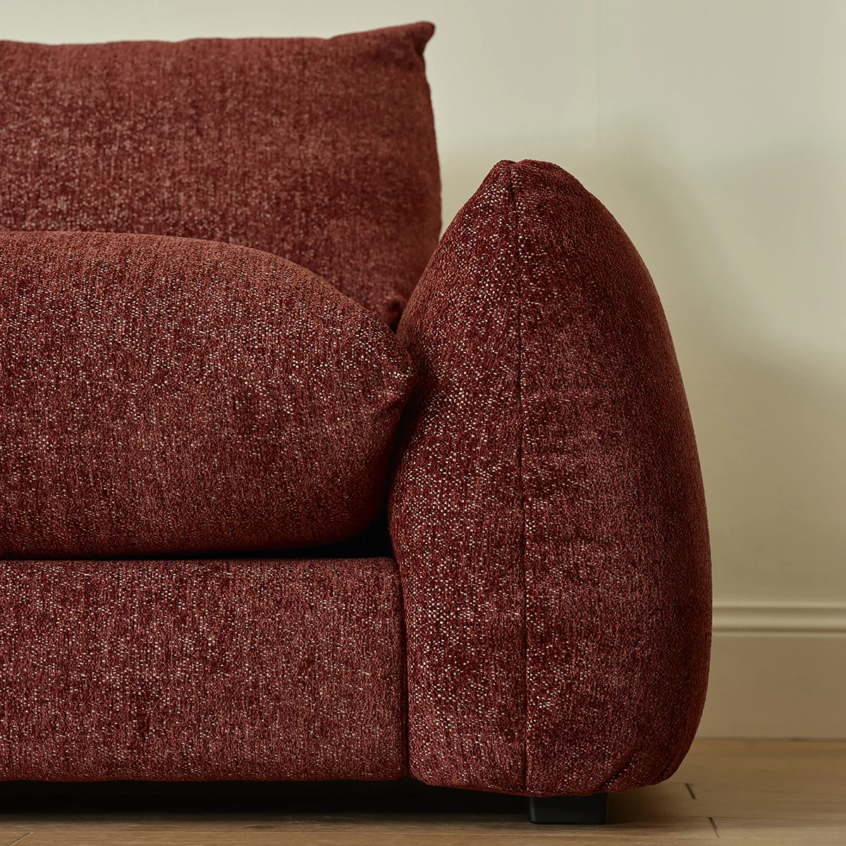 Gerades 3-Sitzer-Sofa aus weinrot meliertem Chenille - Image 6