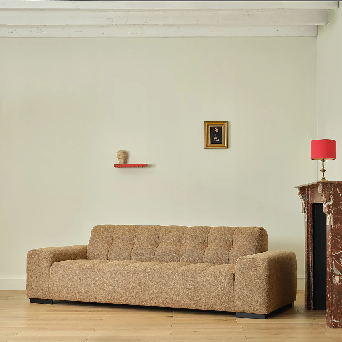 Gerades 4-Sitzer-Sofa aus hellbraun meliertem Strukturstoff - Image 3