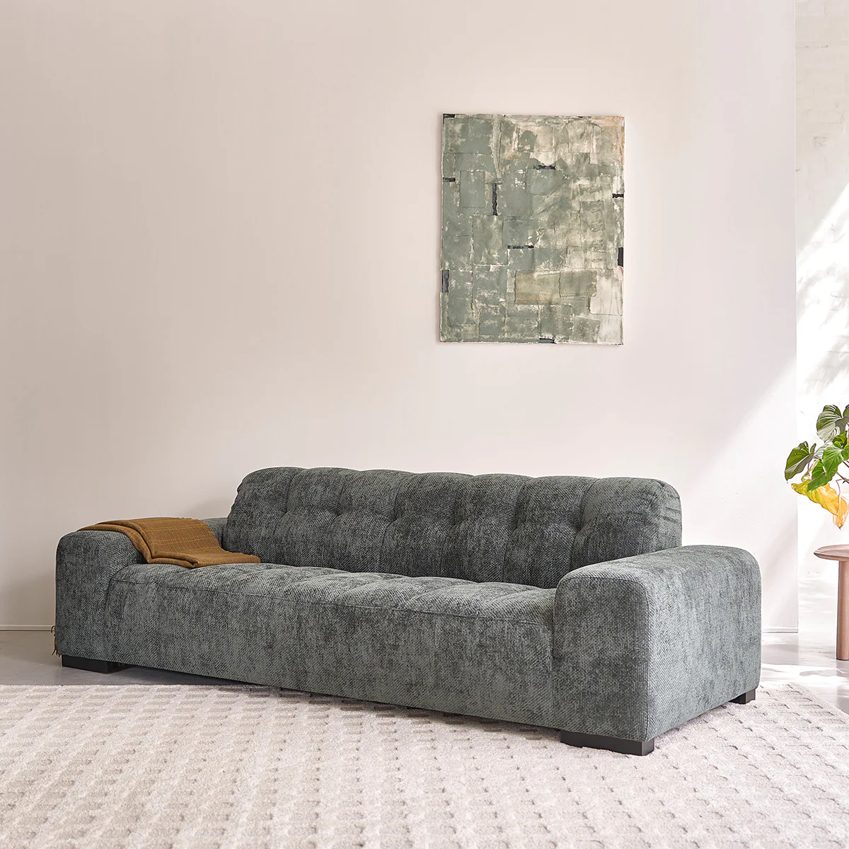 Gerades 4-Sitzer-Sofa aus grünem, gewebtem Samt - Image 3