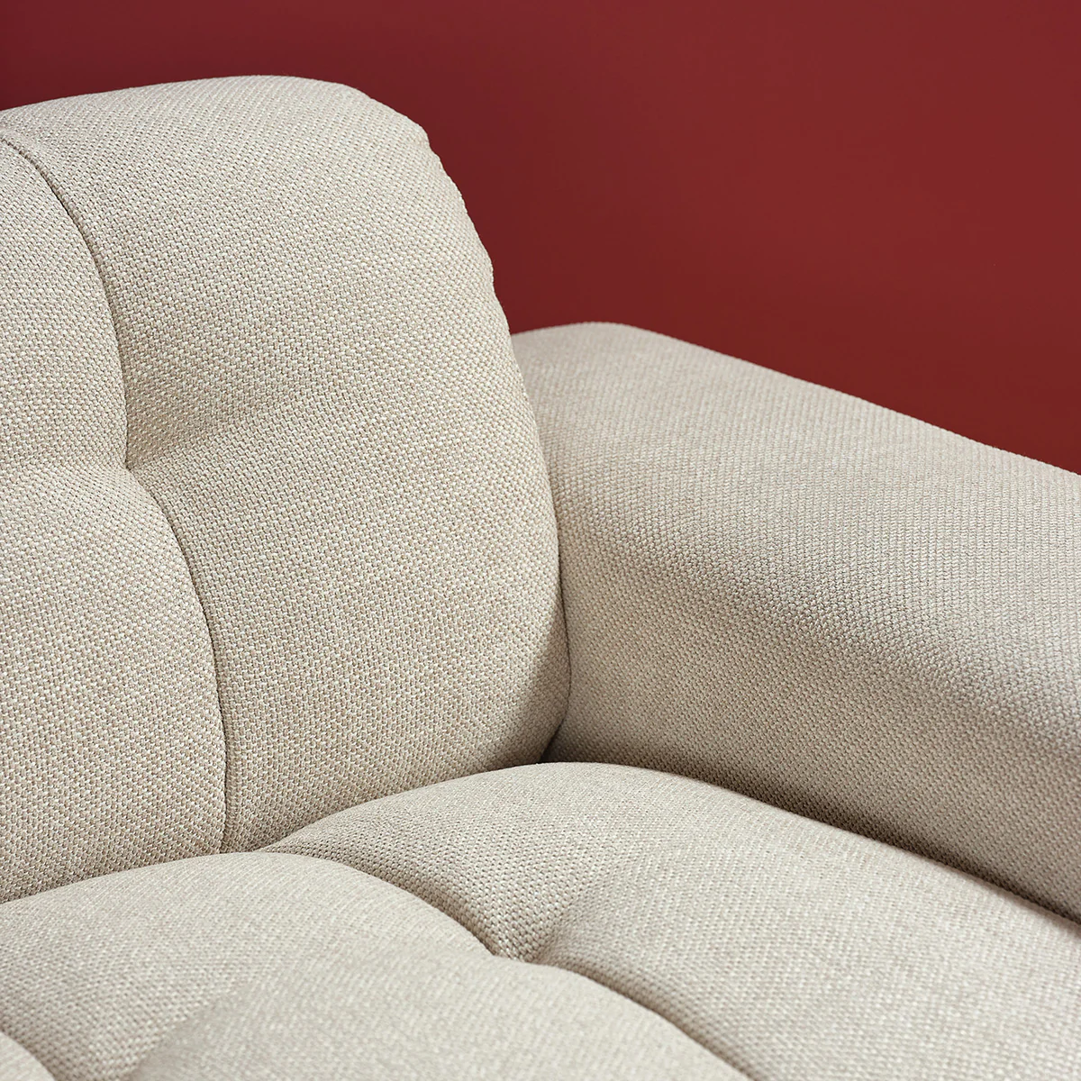 Gerades 4-Sitzer-Sofa aus beige meliertem Strukturstoff - Image 6