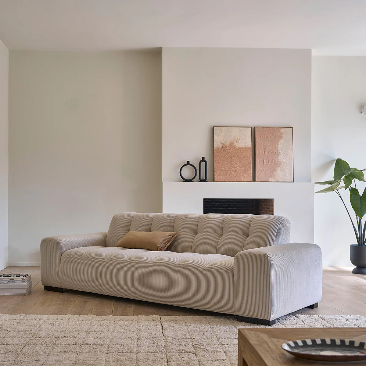 Gerades 4-Sitzer-Sofa aus naturfarbenem cord - Image 3
