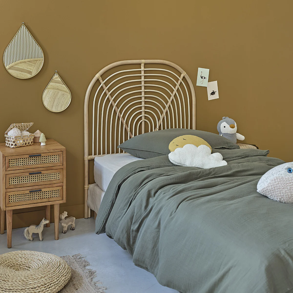 Abgerundetes Kopfteil für Kinderbett aus Rattan 90 cm - Image 3