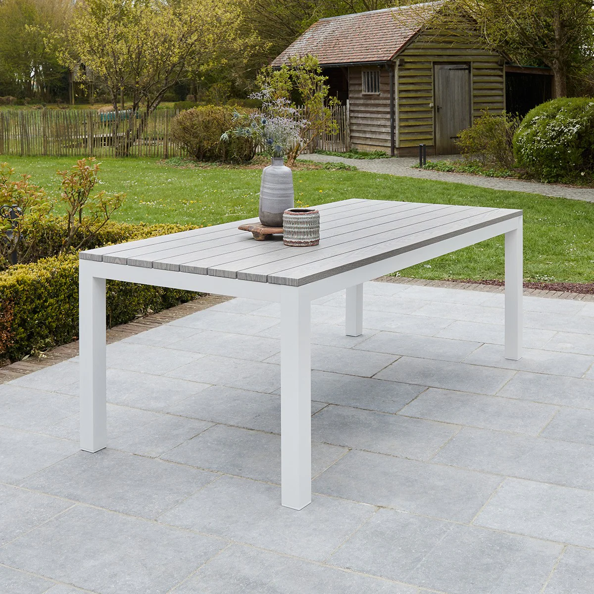 Gartenlounge aus weißem Aluminium und grauem Textilene 8-Sitzer - Image 3