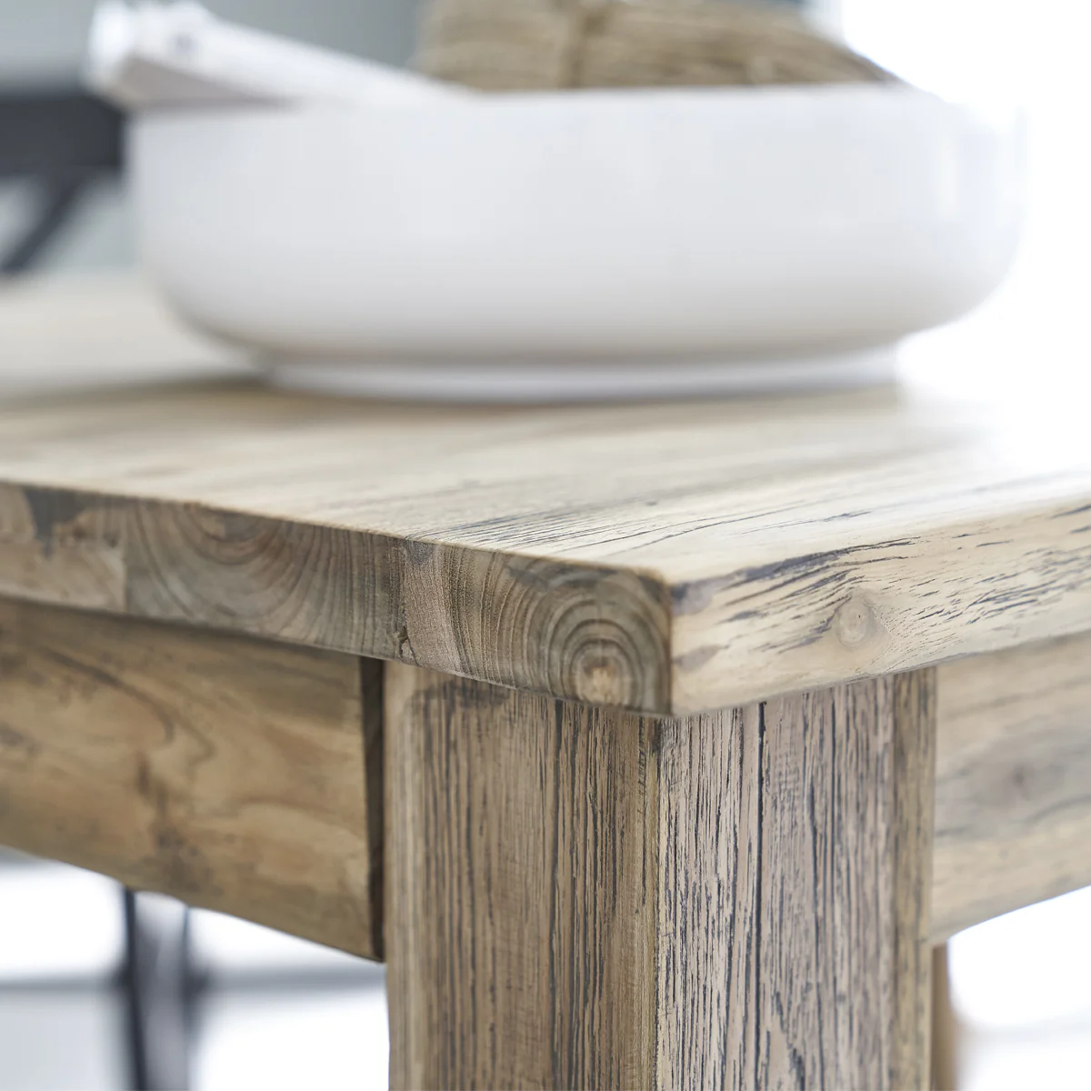 Ausziehbarer Tisch aus massivem recyceltem Teakholz 14 pers. - Image 4