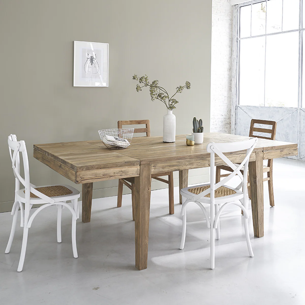 Ausziehbarer Tisch aus massivem, recyceltem Teakholz 10 pers. - Image 3