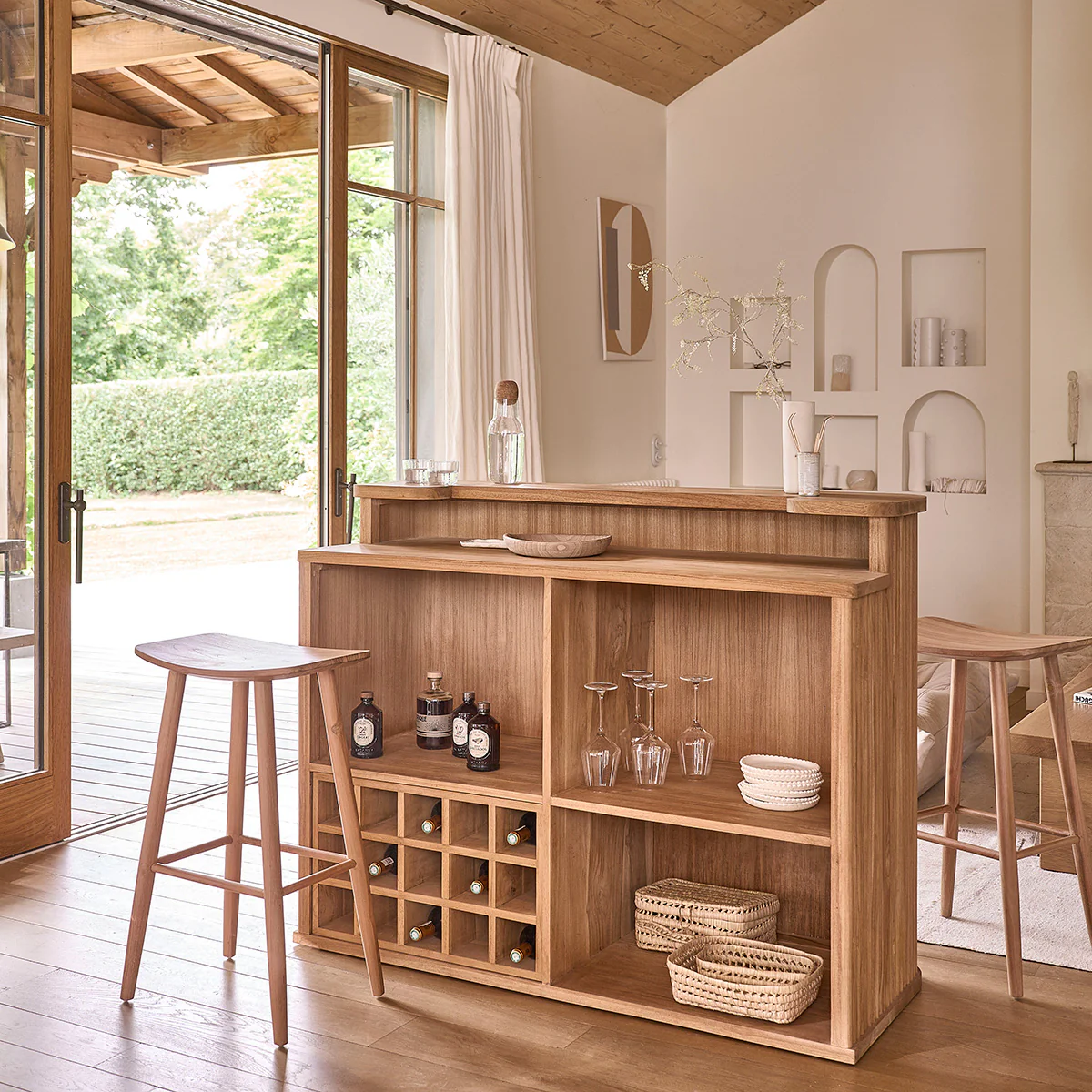 Bar aus massivem Teakholz 140 cm - Image 3