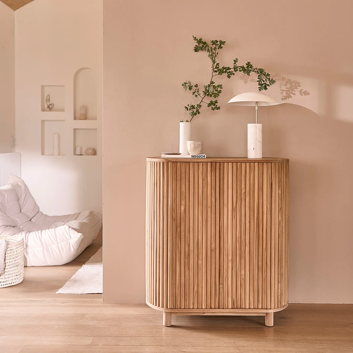 Barschrank aus massivem Teakholz 90 cm - Image 4