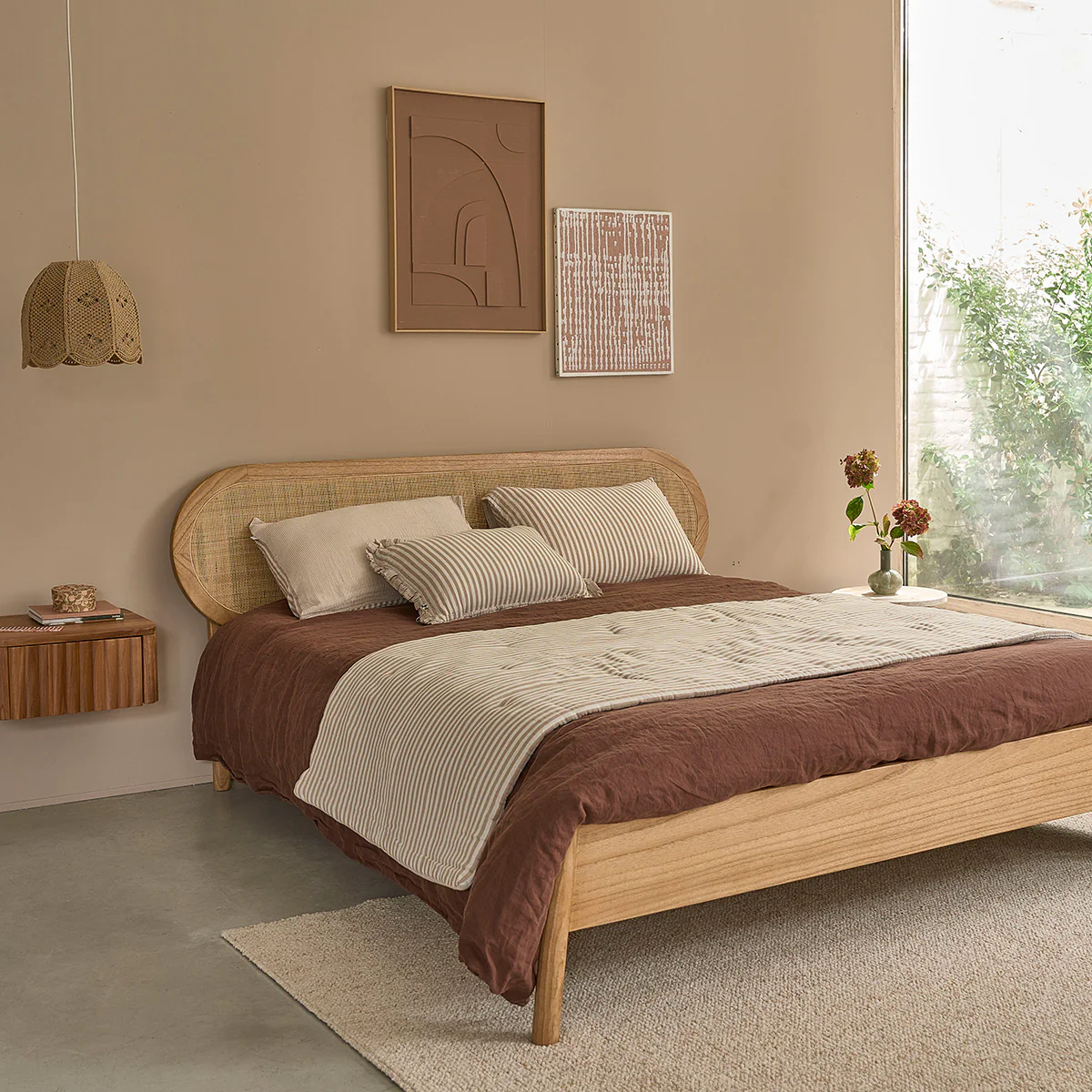 Bett aus Mindi-Holz und Rohrgeflecht, 160 cm, mit Lattenrost - Image 3
