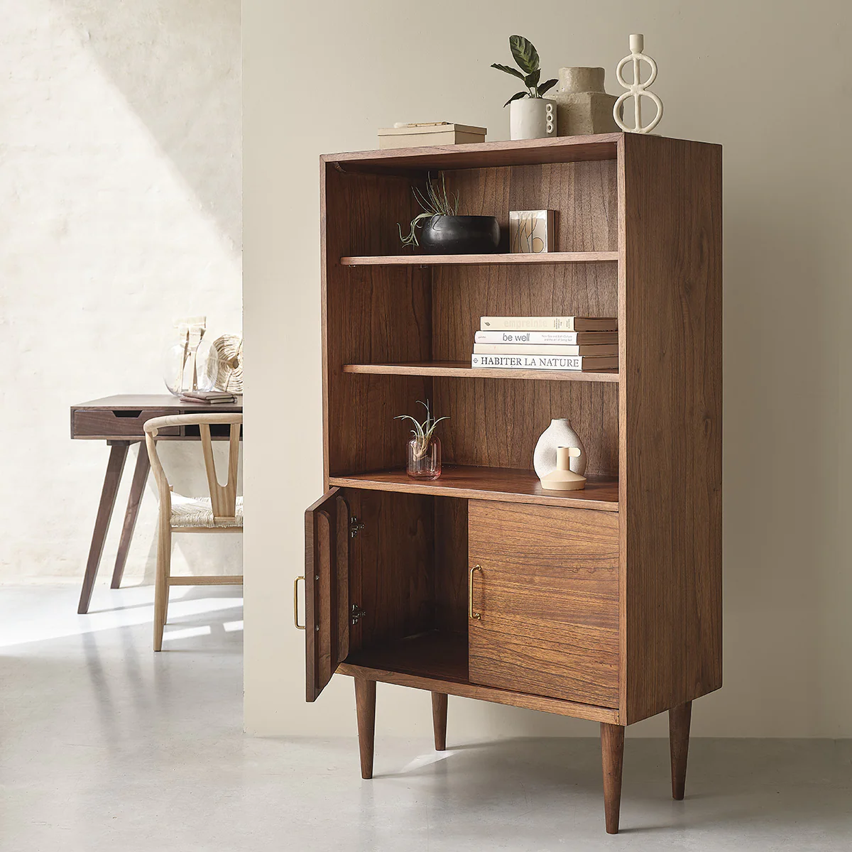 Bücherregal aus massivem Mindi in Walnuss-Finish 85 cm - Image 3