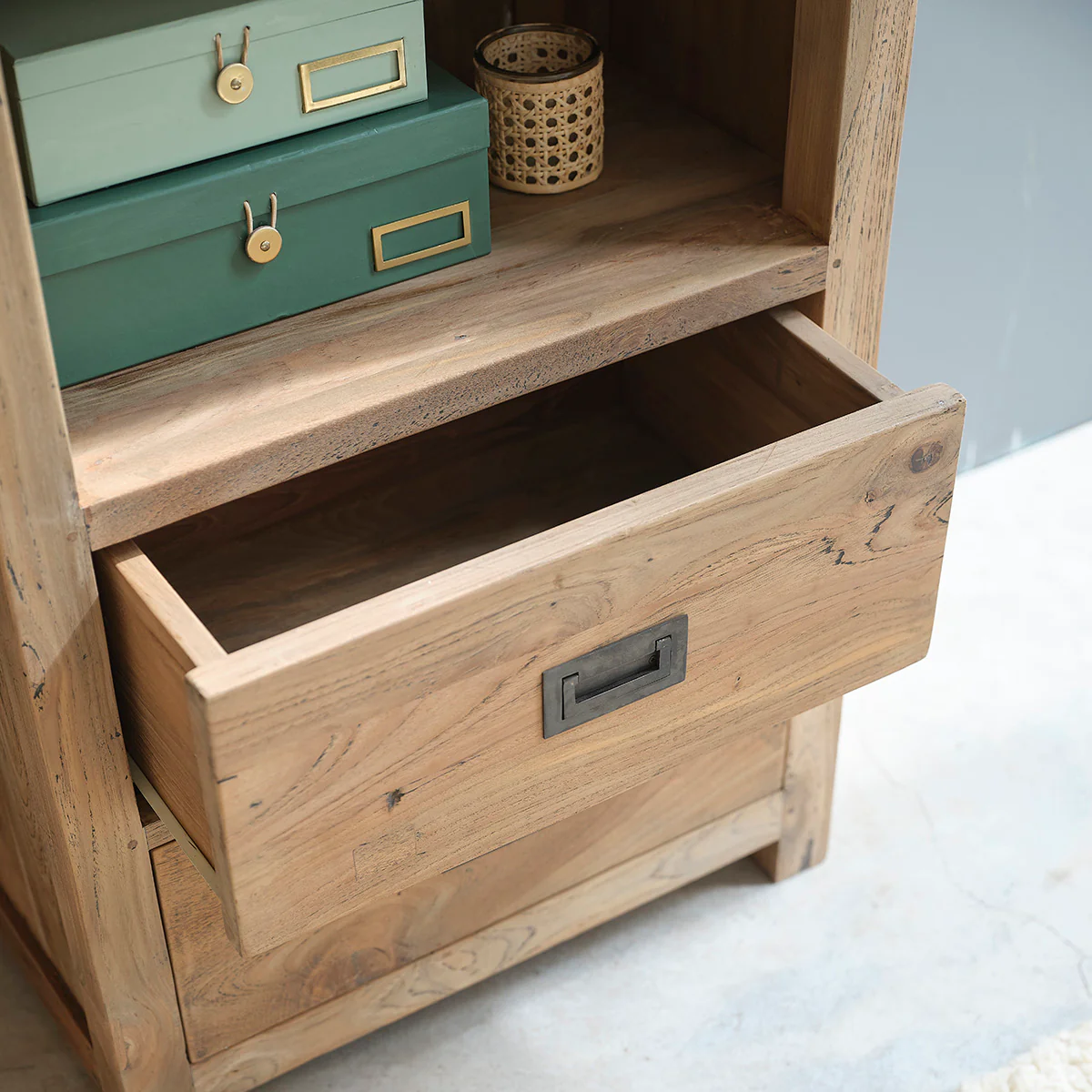 Bücherregal aus massivem recyceltem Teakholz 60 cm - Image 4