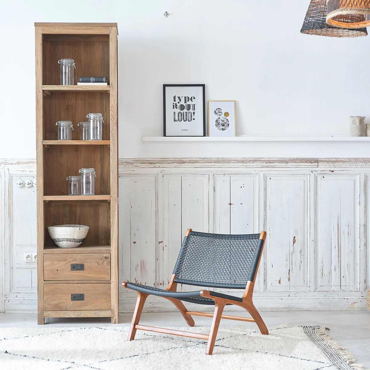 Bücherregal aus massivem recyceltem Teakholz 60 cm - Image 5