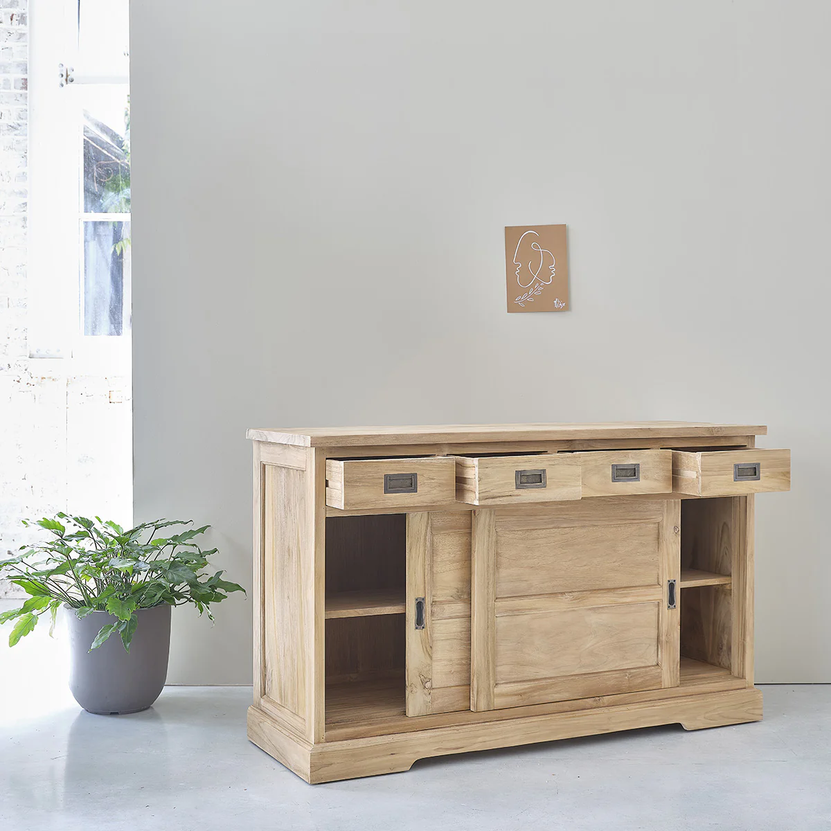 Buffet aus massivem Teakholz 150 cm - Image 4