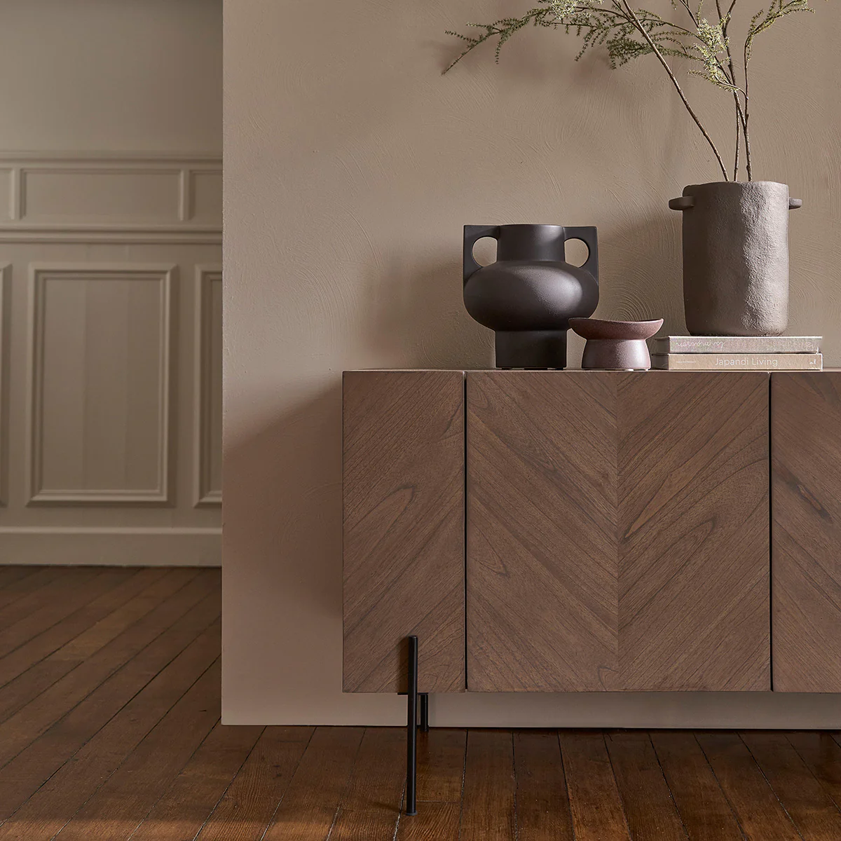 Sideboard aus massivem Mindi und Metall, mit Nussbaum-Öberfläche 200 cm - Image 7