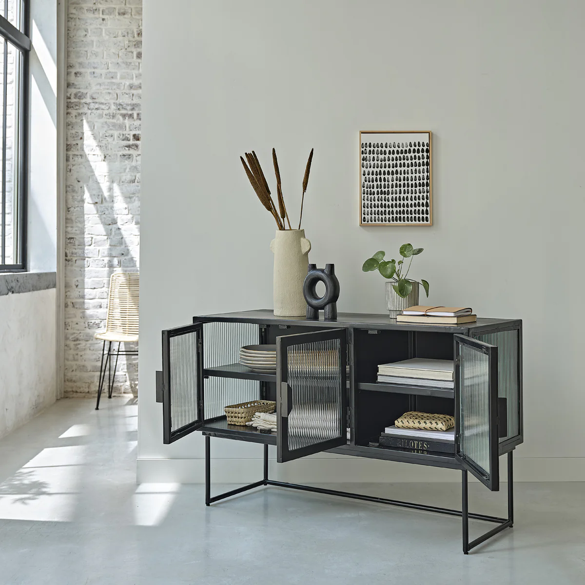 Buffet aus Metall und Wellglas 120 cm - Image 3