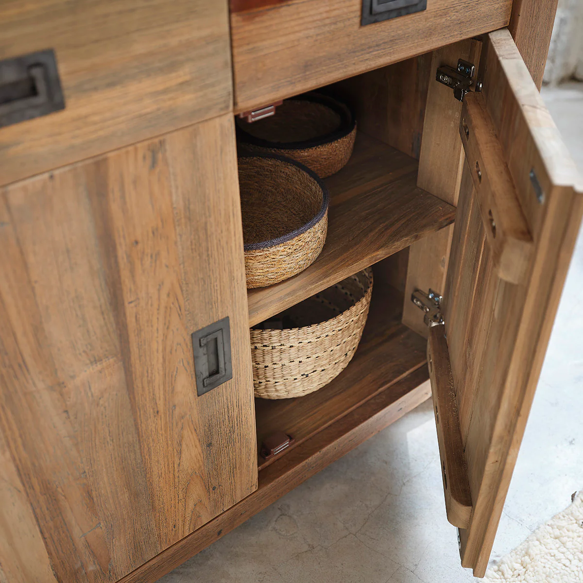 Buffet aus massivem recyceltem Teakholz 100 cm - Image 3