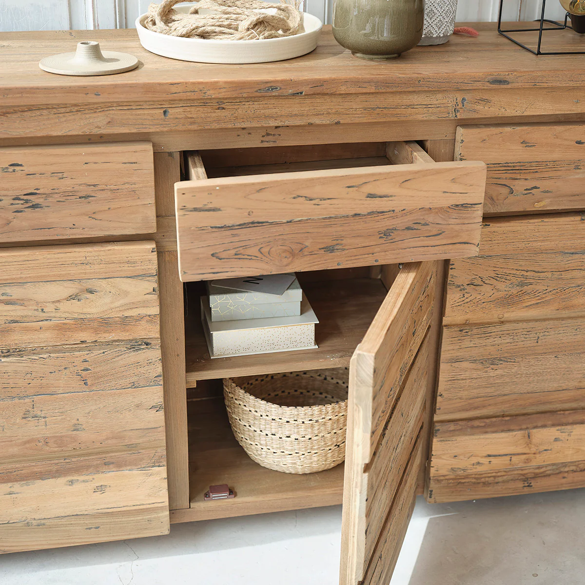 Buffet aus massivem recyceltem Teakholz 160 cm - Image 3