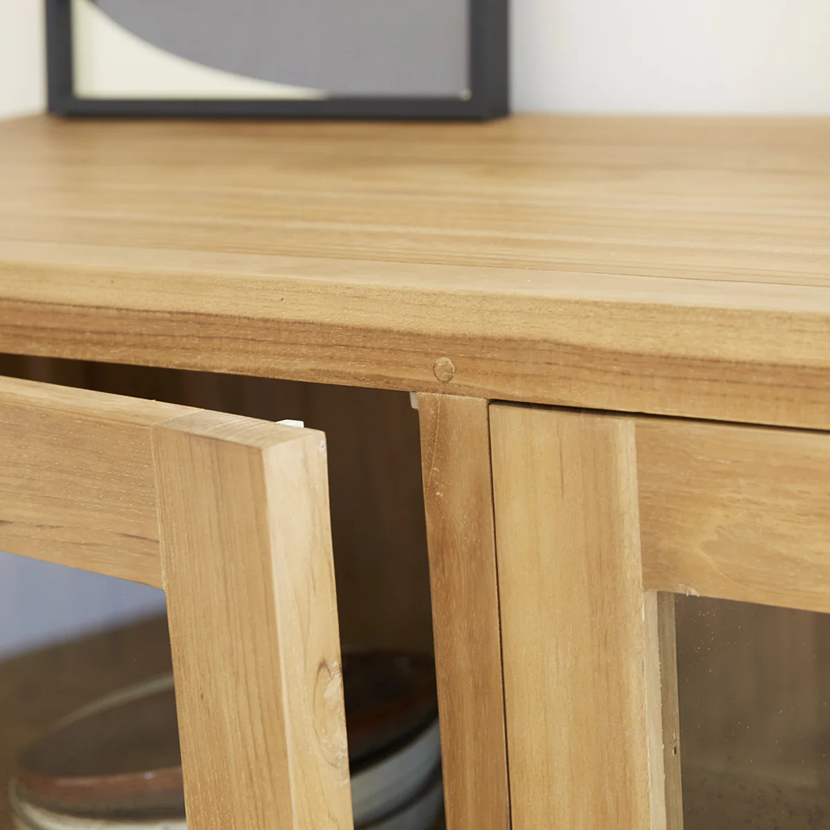 Buffet aus massivem Teakholz und Glas 120 cm - Image 4