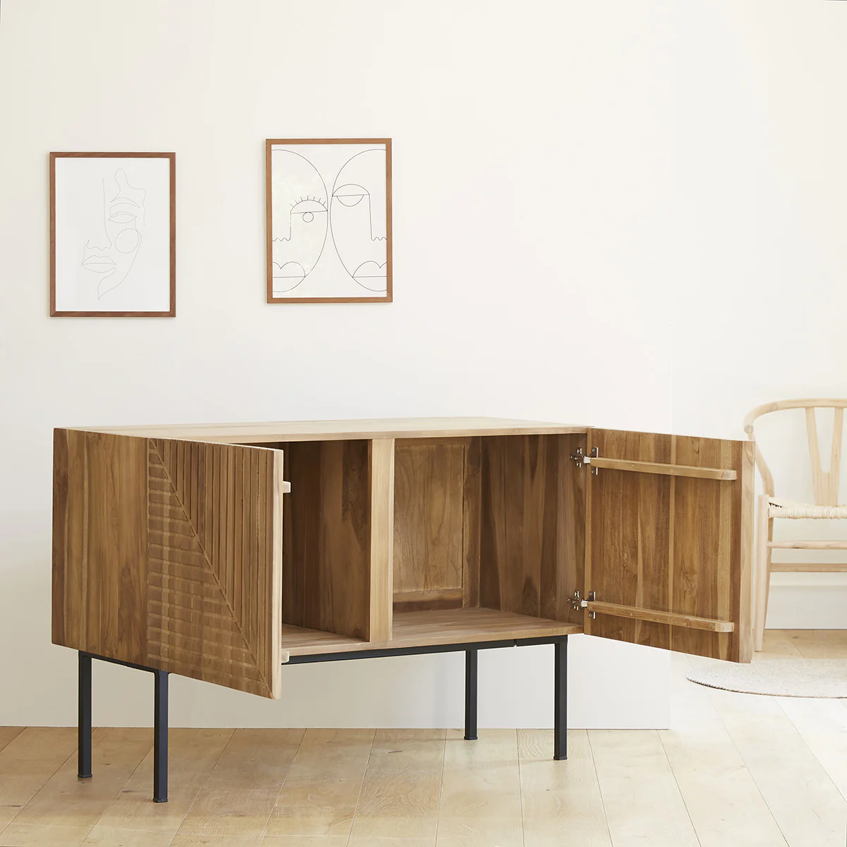 Buffet aus massivem Teakholz 120 cm - Image 3
