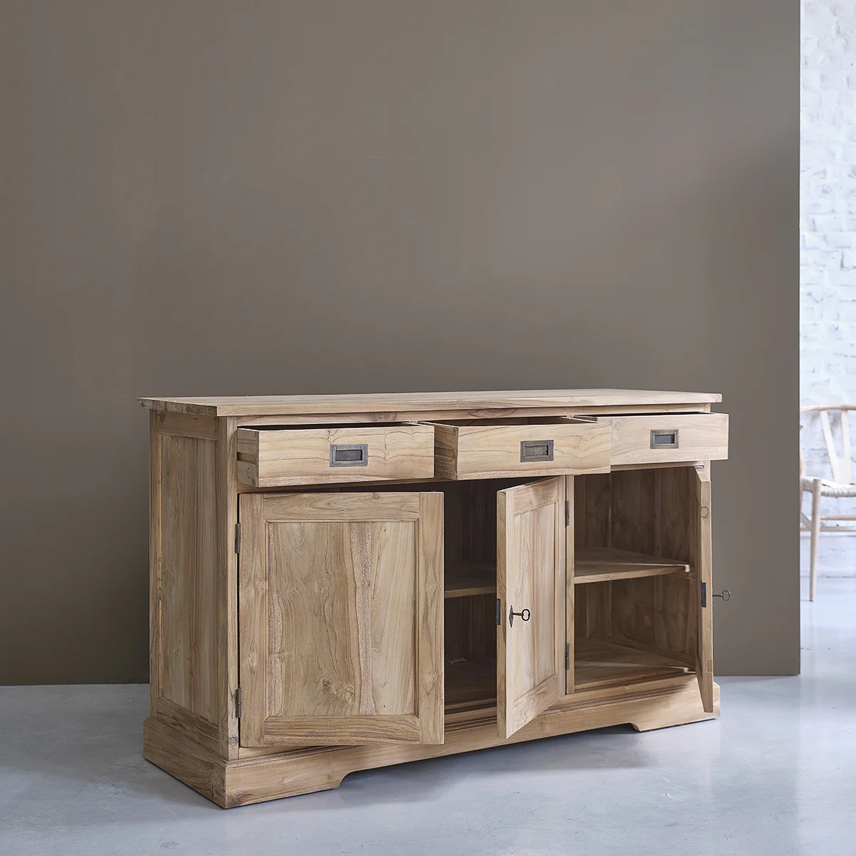Buffet aus massivem Teakholz 150 cm - Image 4