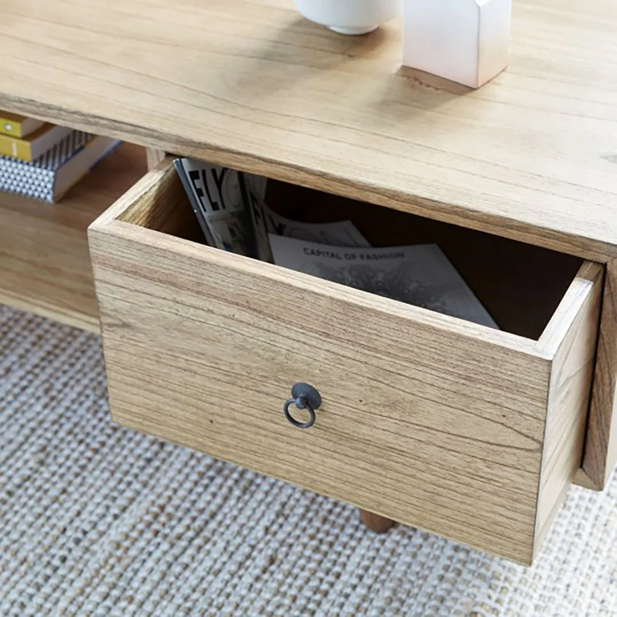 Couchtisch aus massivem Mindi-Holz 120 cm - Image 3