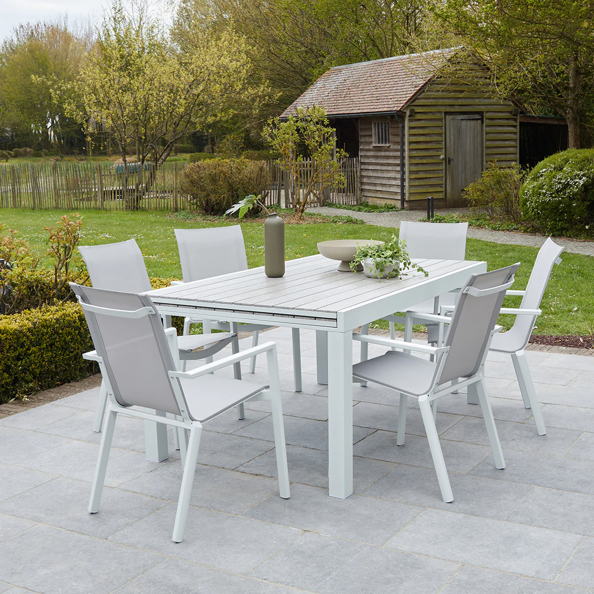 Gartenlounge aus weißem Aluminium und Textilene 6/10 Sitzplätze - Image 3