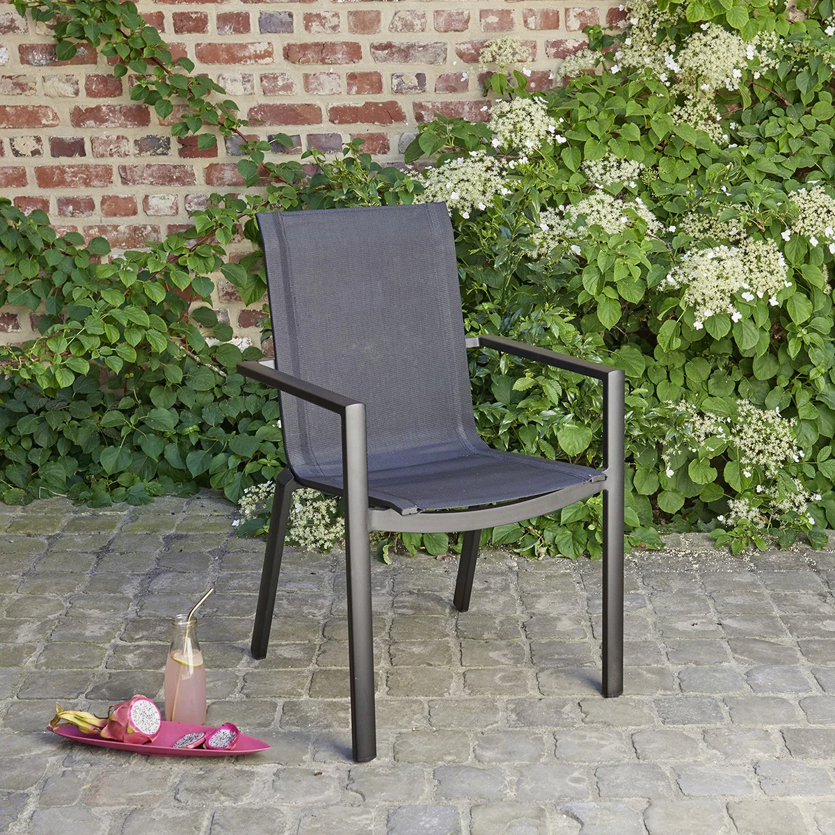 Gartenmöbel aus schwarzem Aluminium und grauem Textilene 6/10 pers. - Image 6