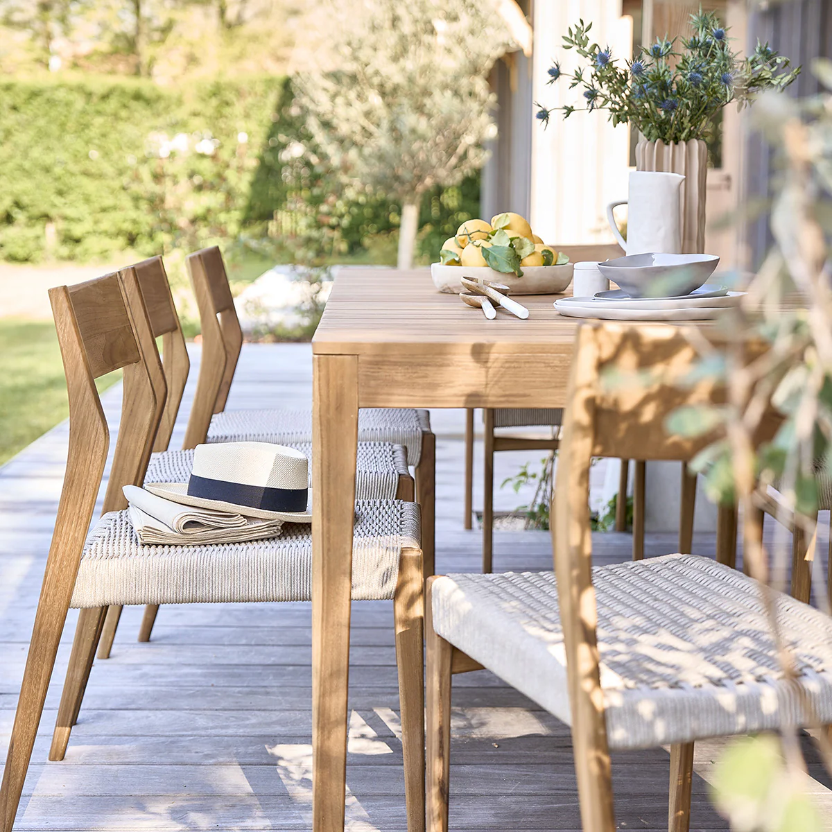 Gartenmöbel aus massivem Teakholz und mit beigem Seilsitz für 8 Pers. - Image 8