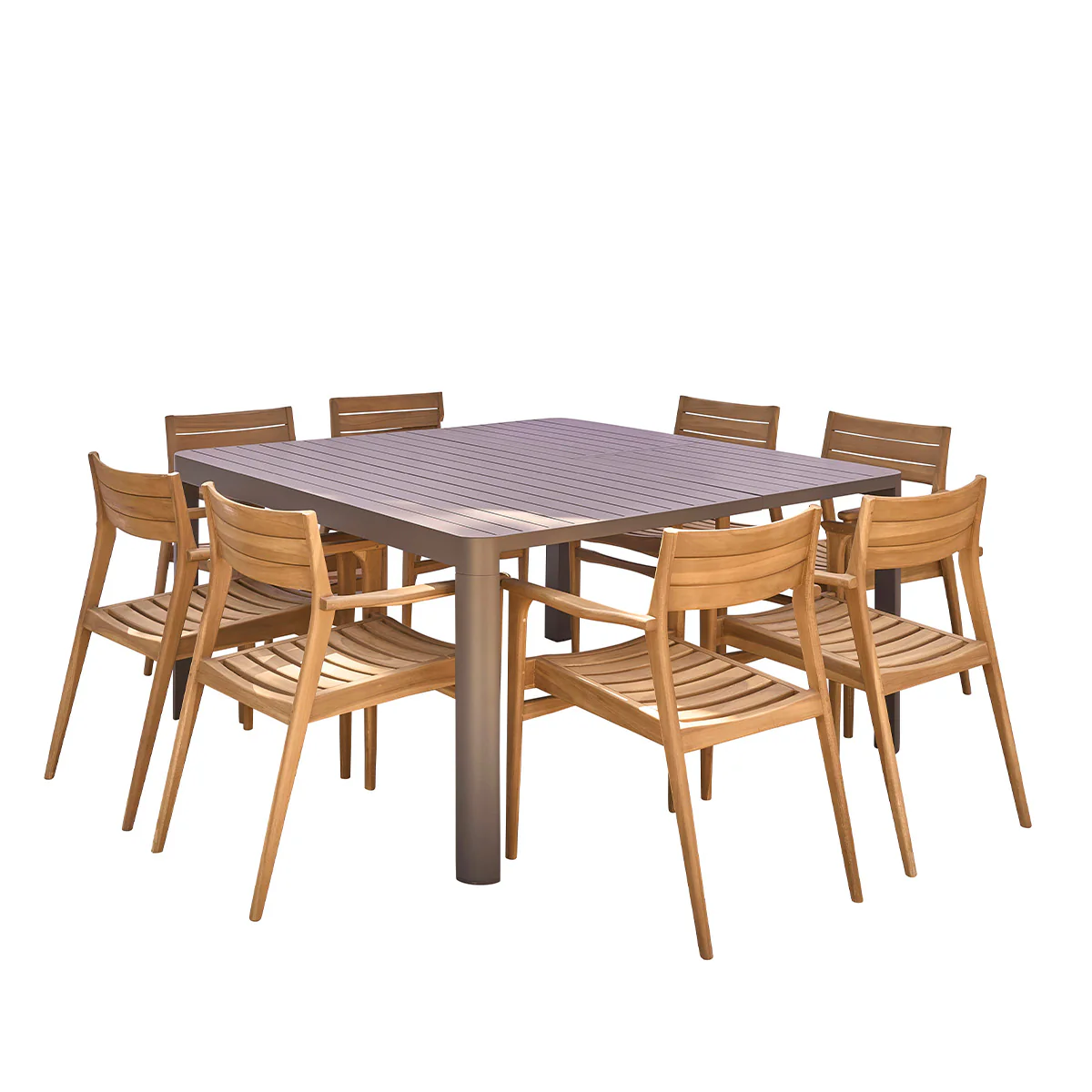 Gartenmöbel aus Aluminium und massivem Teakholz ausziehbar 6/8 pers. - Image 2