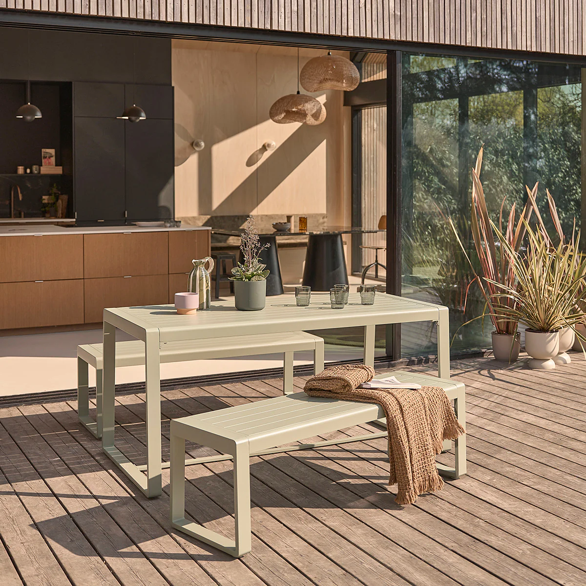 Gartenmöbel aus grünem Aluminium 4 pers. - Image 8