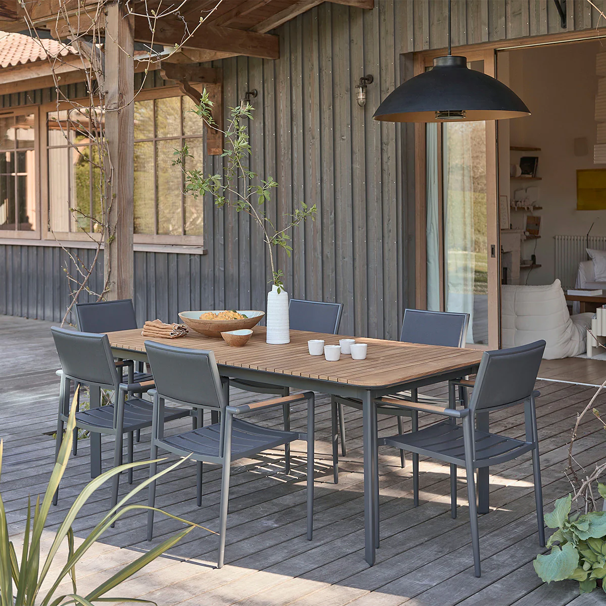 Gartensessel aus massivem Teakholz und Aluminium - Image 7