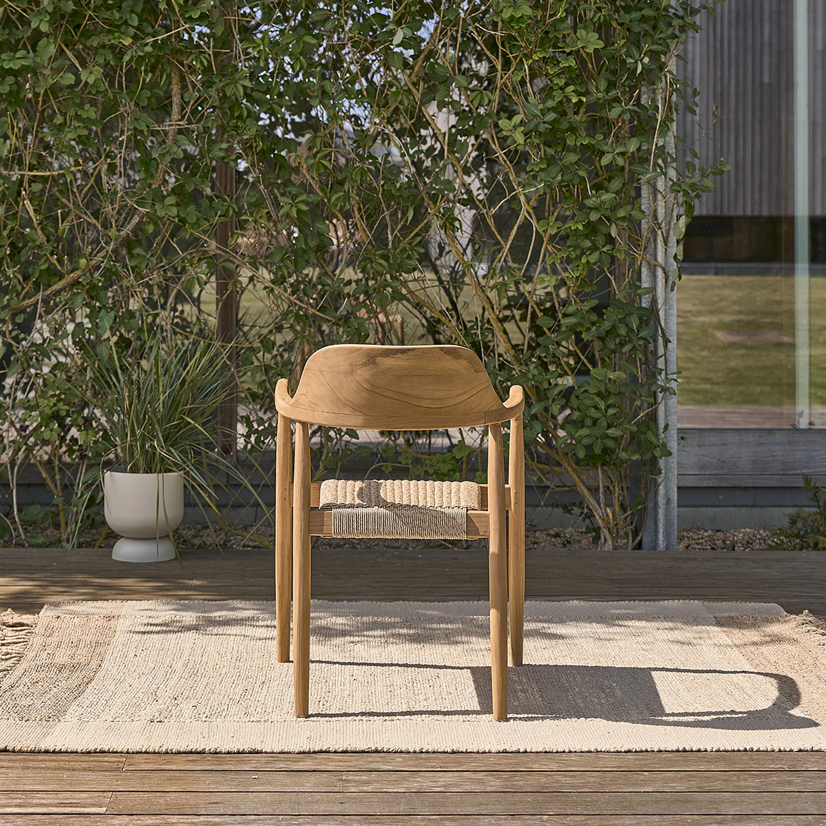 Gartenstuhl aus massivem Teakholz und Tauwerk (Satz von 2) - Image 7
