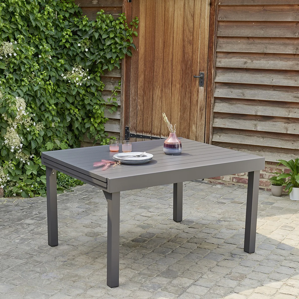 Ausziehbarer Gartentisch aus grauem Aluminium 6/10-Sitzer - Image 3