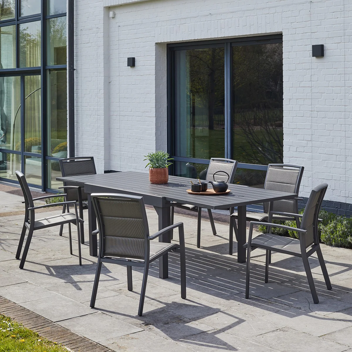 Ausziehbarer Gartentisch aus grauem Aluminium 6/10-Sitzer - Image 6