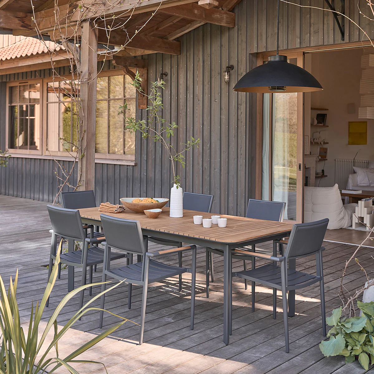 Gartentisch aus massivem Teakholz und Aluminium 6/8 pers. - Image 6