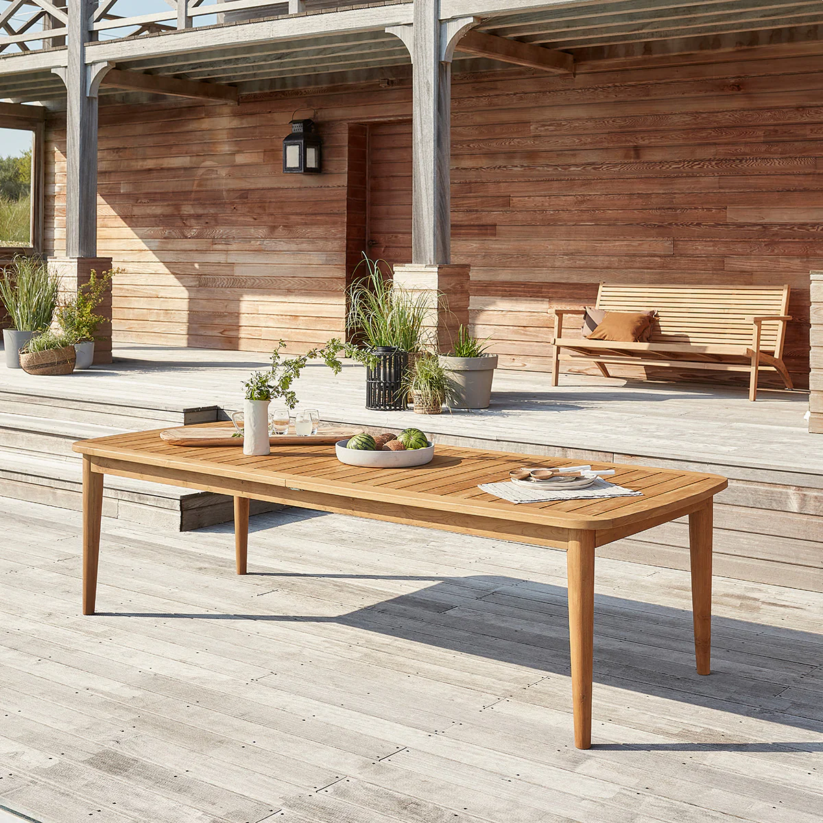 Ausziehbarer Gartentisch aus massivem recyceltem Teakholz für 10/12 Pers. - Image 3