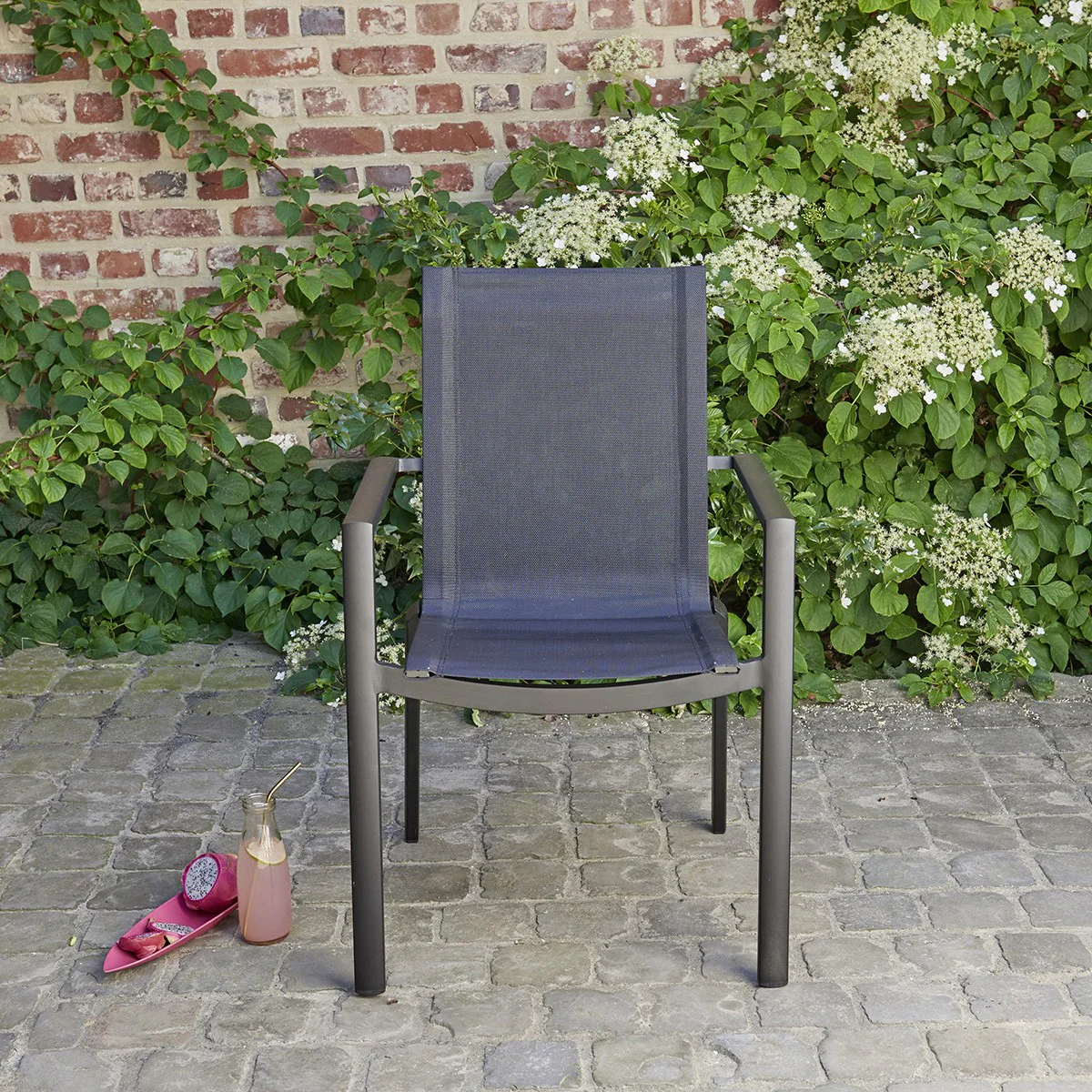 Gartensessel aus Aluminium und grauem Textilene - Image 3