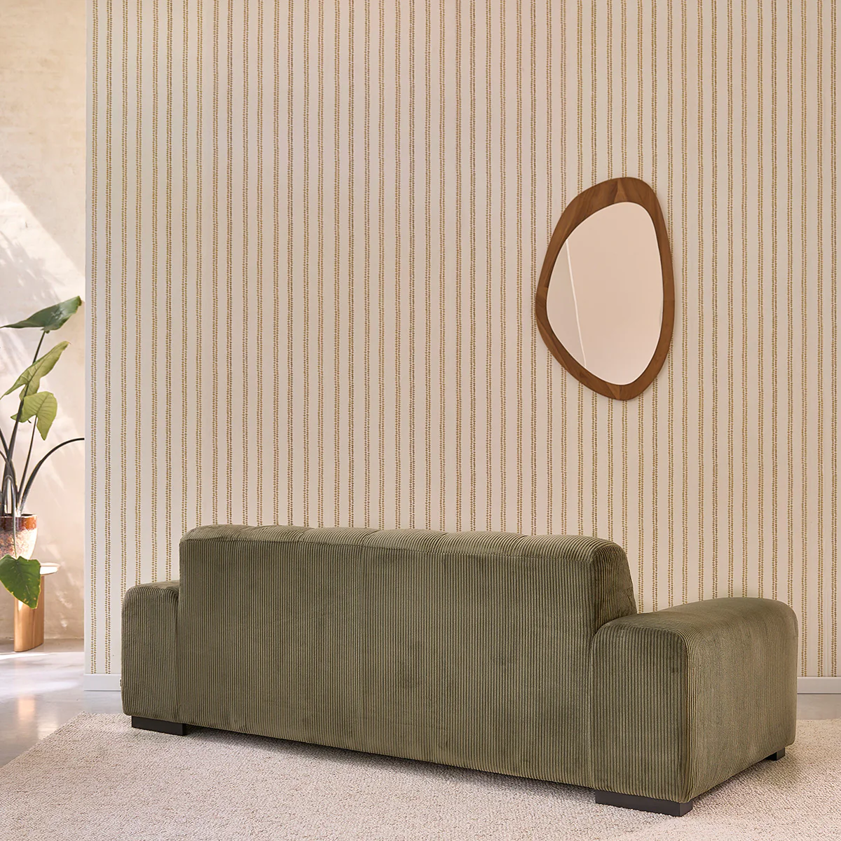 Gerades 3-Sitzer-Sofa aus khakifarbenem Cord - Image 4