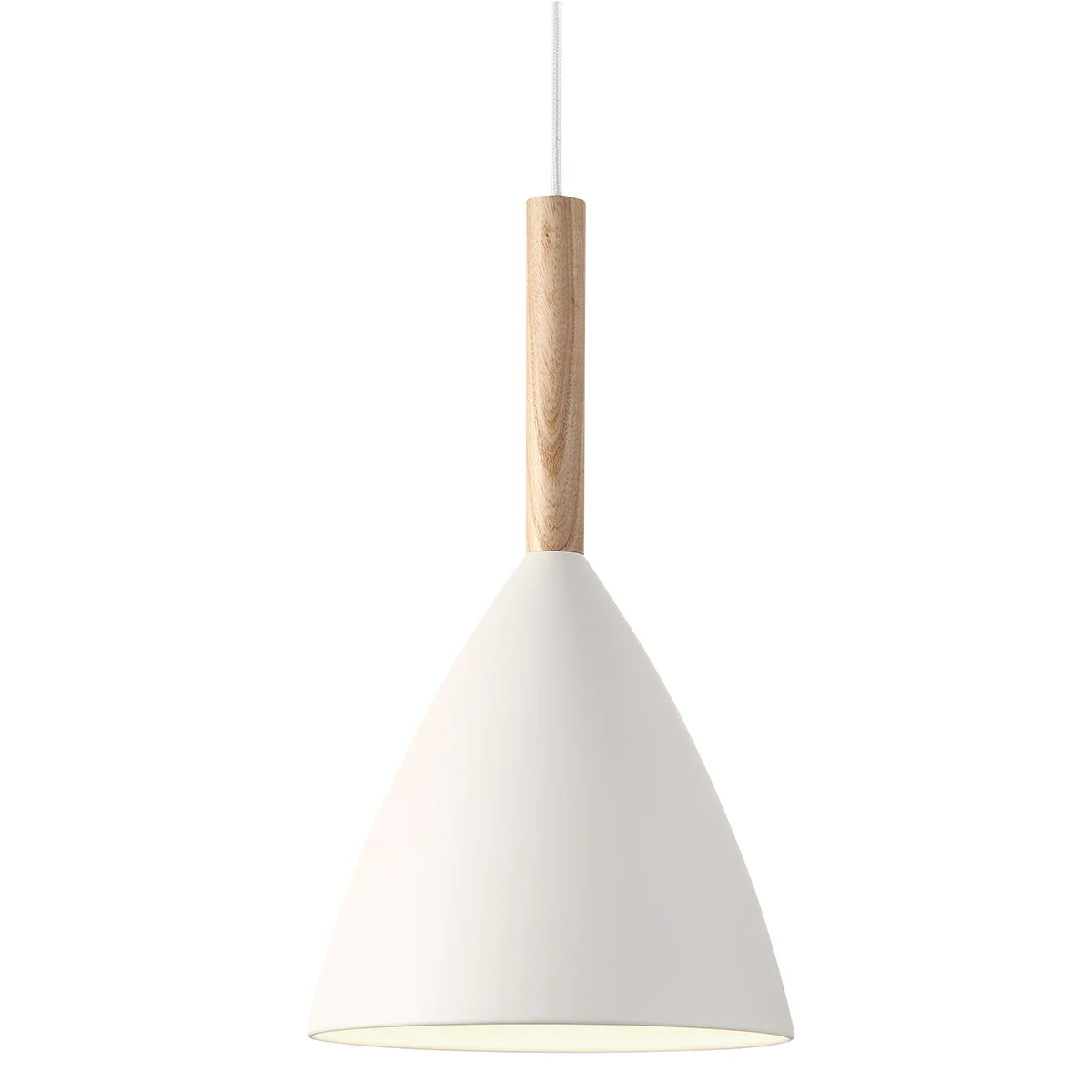 Hängeleuchte aus Metall und Holz - 20 cm weiss - Image 2