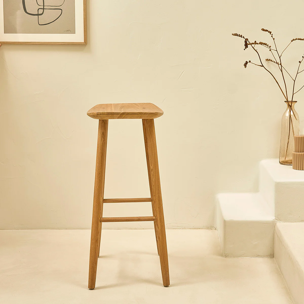 Barhocker aus massivem Teakholz 75 cm - Image 3