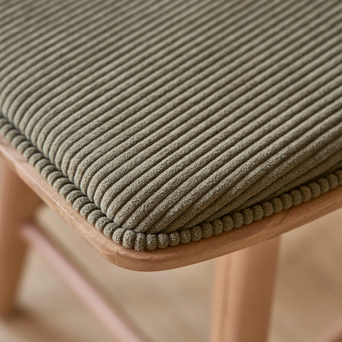 Barhocker aus Teakholz, Sitzfläche aus Cord 45 cm - Image 5