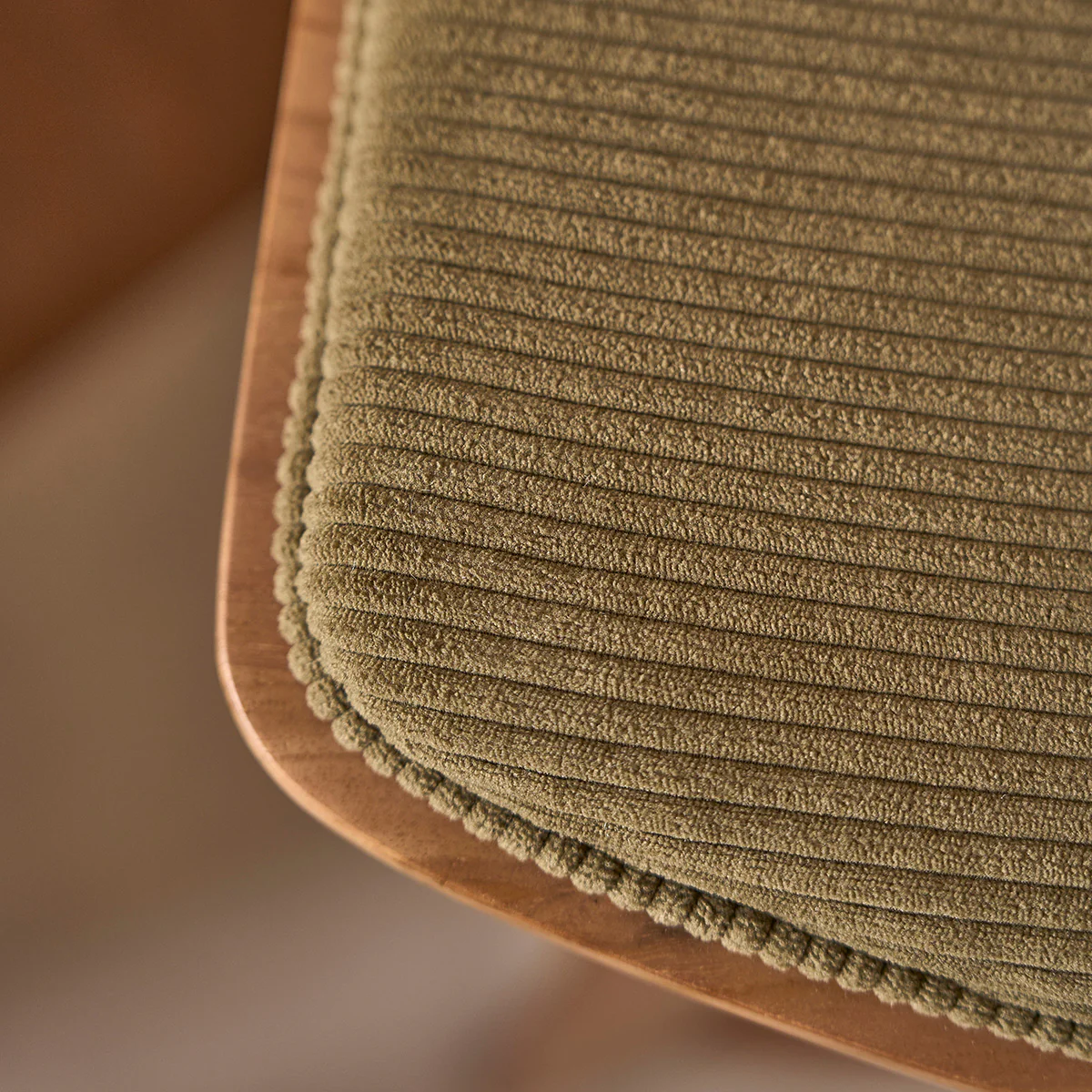 Barhocker aus massivem Teakholz und mit Sitzfläche aus Cordsamt, 75 cm - Image 5