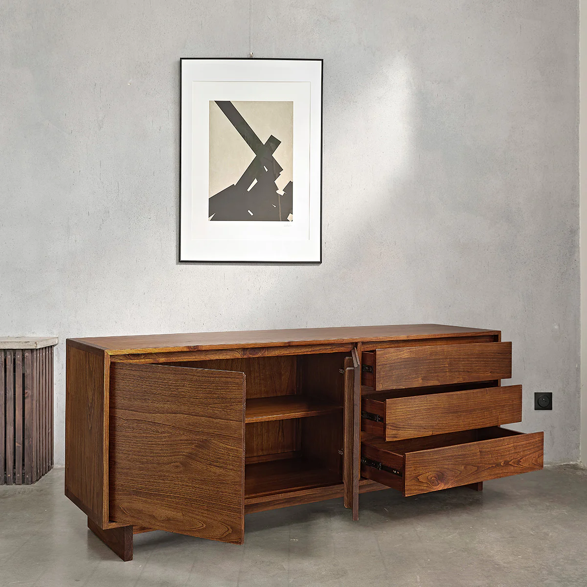 Kommode aus massivem Mindi mit Nussbaum-Oberfläche 180 cm - Image 4