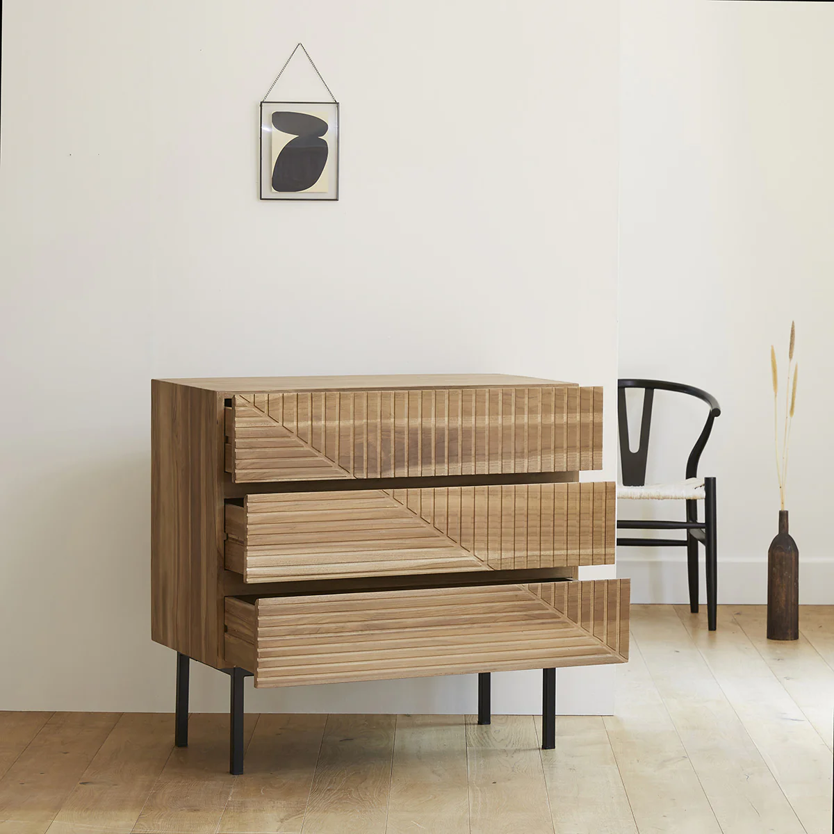 Kommode aus massivem Teakholz 95 cm - Image 3
