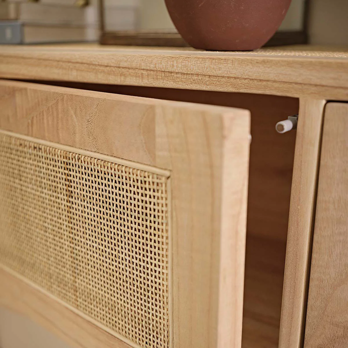 Konsole aus massivem Mindi und Rohrgeflecht 140 cm - Image 6