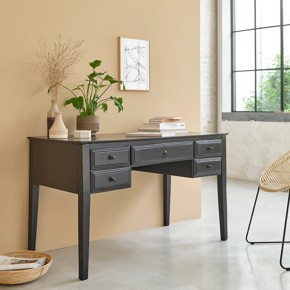 Schreibtisch aus massivem Mangoholz 130 cm - Image 3